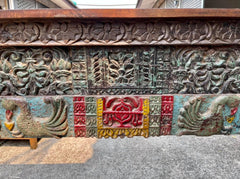 Antique Indian Hand Carved Solid Wood Console Hall Table Multicolour