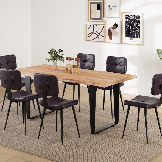 The Attic Chicago Six Seater Dining Set Natural and Black