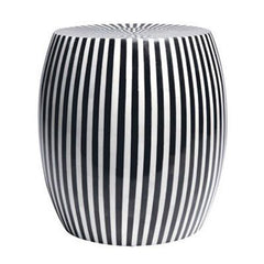 Maaya Bone Inlay Round Drum Side Table Black Striped L