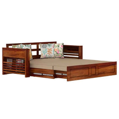 The Attic Glasgow Wooden Sofa cum Bed Honey