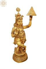 Indian Lord Shri Krishna Lifting the Govardhana Mountain Brass Statue