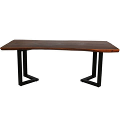 Industrial Live Edge Solid Wood Dining Table Chocolate Brown