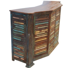 Nirvana Reclaimed Timber Boat Wood Home Bar in Multicolor