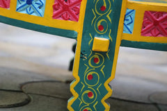 Indian Hand Painted Solid Wood Chakki Grinder Coffee Table C138