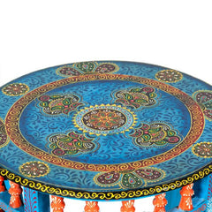 Pandora Hand Painted Multicolored Wooden Stool Side Table