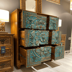 Hand Carved Solid Hard Wood Dresser Chest of Drawers D7