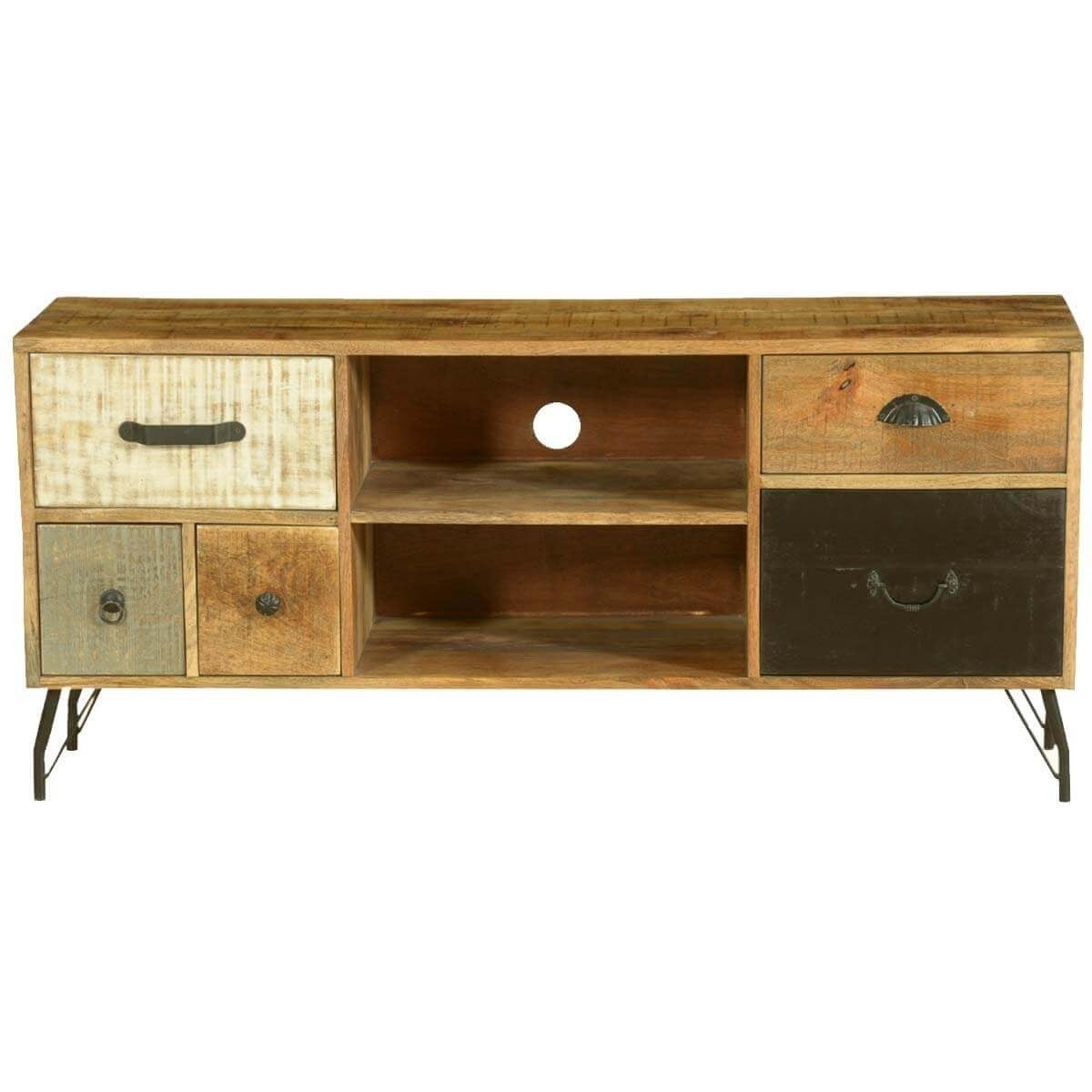 Lava Industrial Indian Solid Wood & Iron TV Console Media