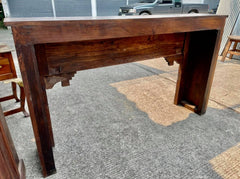Antique Indian Hand Carved Solid Wood Console Hall Table Multicolour
