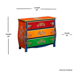 Hand Painted Solid Wood Chest of Drawer In Multi-Colour