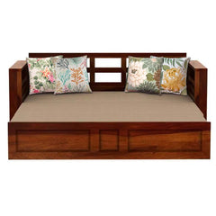 The Attic Glasgow Wooden Sofa cum Bed Honey