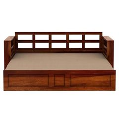 The Attic Glasgow Wooden Sofa cum Bed Honey