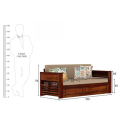 The Attic Glasgow Wooden Sofa cum Bed Honey