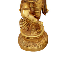 Indian Lord Shri Krishna Lifting the Govardhana Mountain Brass Statue