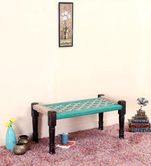 Indian Solid Wood Handmade Rajasthani Charpai Bench Khat Manjhi Woven Charpai Daybed