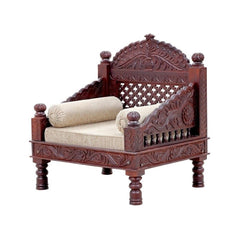 Mughal Garden Hand Carved Indian Daybed Set of 4 Brown