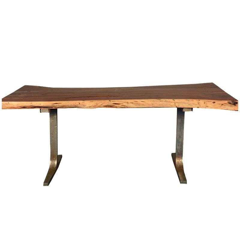 Rustic Live Edge Solid wood Industrial Dining Table with Iron Base