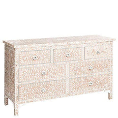 Maaya Bone Inlay Chest Of Drawer Pink White Floral Pattern