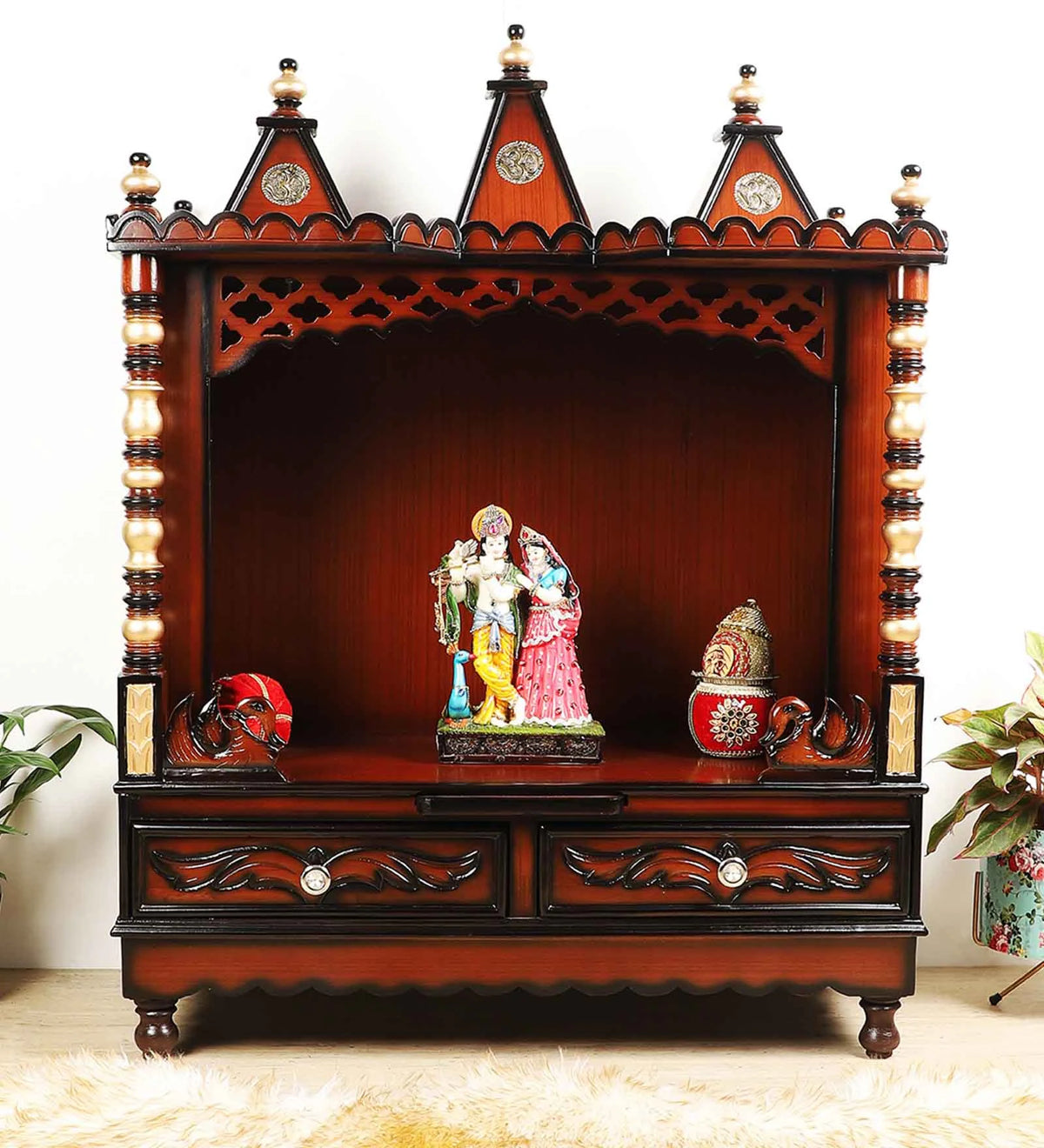 Sheesham Wood Handmade Mandir Home Temple In Brown