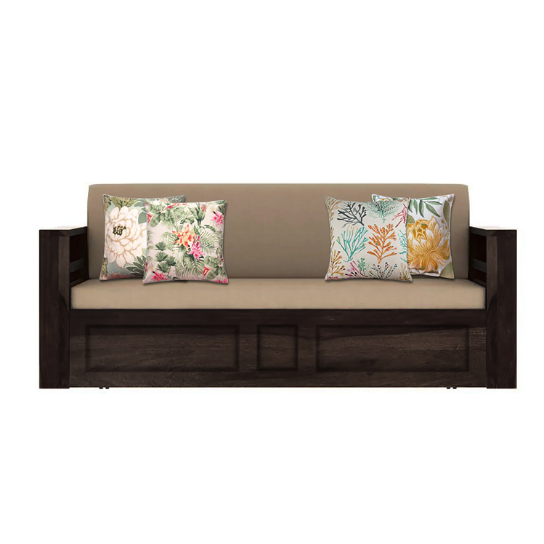 The Attic Glasgow Wooden Sofa cum Bed Walnut