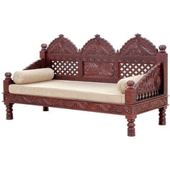 Mughal Garden Hand Carved Indian Daybed Set of 4 Brown