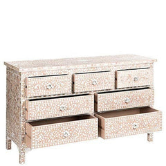 Maaya Bone Inlay Chest Of Drawer Pink White Floral Pattern