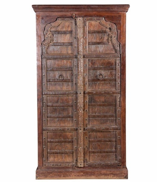 Antique Vintage Doors Cabinet Solid Honey Wood India Brocante