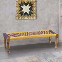 Indian Solid Wood Handmade Rajasthani Charpai Bench Khat Manjhi Woven Charpai Daybed