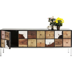 Lava Exotic Cowhide Leather Industrial Chest Of 16 Drawers Multi Colors