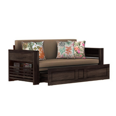 The Attic Glasgow Wooden Sofa cum Bed Walnut