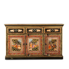 Hand Painted Mango Wood Sideboard In Multi-Colour