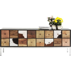 Lava Exotic Cowhide Leather Industrial Chest Of 16 Drawers Multi Colors