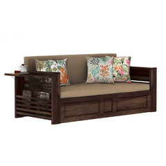 The Attic Glasgow Wooden Sofa cum Bed Walnut