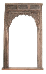 Hand Carved Indian Arched Courtyard Doorway Frame Natural