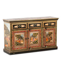 Hand Painted Mango Wood Sideboard In Multi-Colour