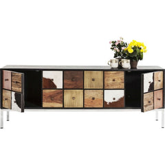 Lava Exotic Cowhide Leather Industrial Chest Of 16 Drawers Multi Colors