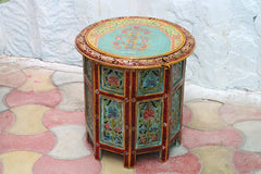 Indian Hand Painted Carved Solid Wood Coffee Table C141