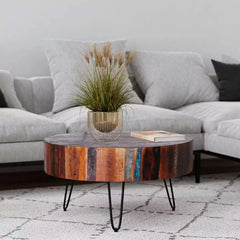 Aspen Indian Metal and Reclaimed Wood Coffee Table C3