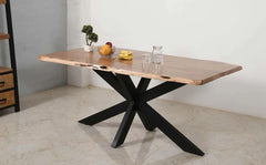 Industrial Hand Carved Solid Wood & Metal Dining Table 24