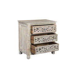 Indian Hand Carved 3 Drawers Solid Wood Bedside Table   04
