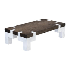 Blanc Two-Tone Rustic Wood Large Farmhouse Coffee Table