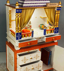 Medium Sized Handmade Polish MDF & Sheesham Wood Home Temple In White