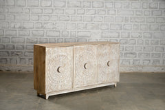 Indian Handmade Carved Solid Wood Sideboard White