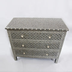 Maaya Bone Inlay Chest Sideboard Black and White Geometric