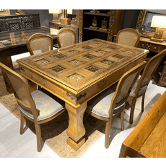 Mughal Hand Painted and Hand Carved Solid Wood Dining Table 12