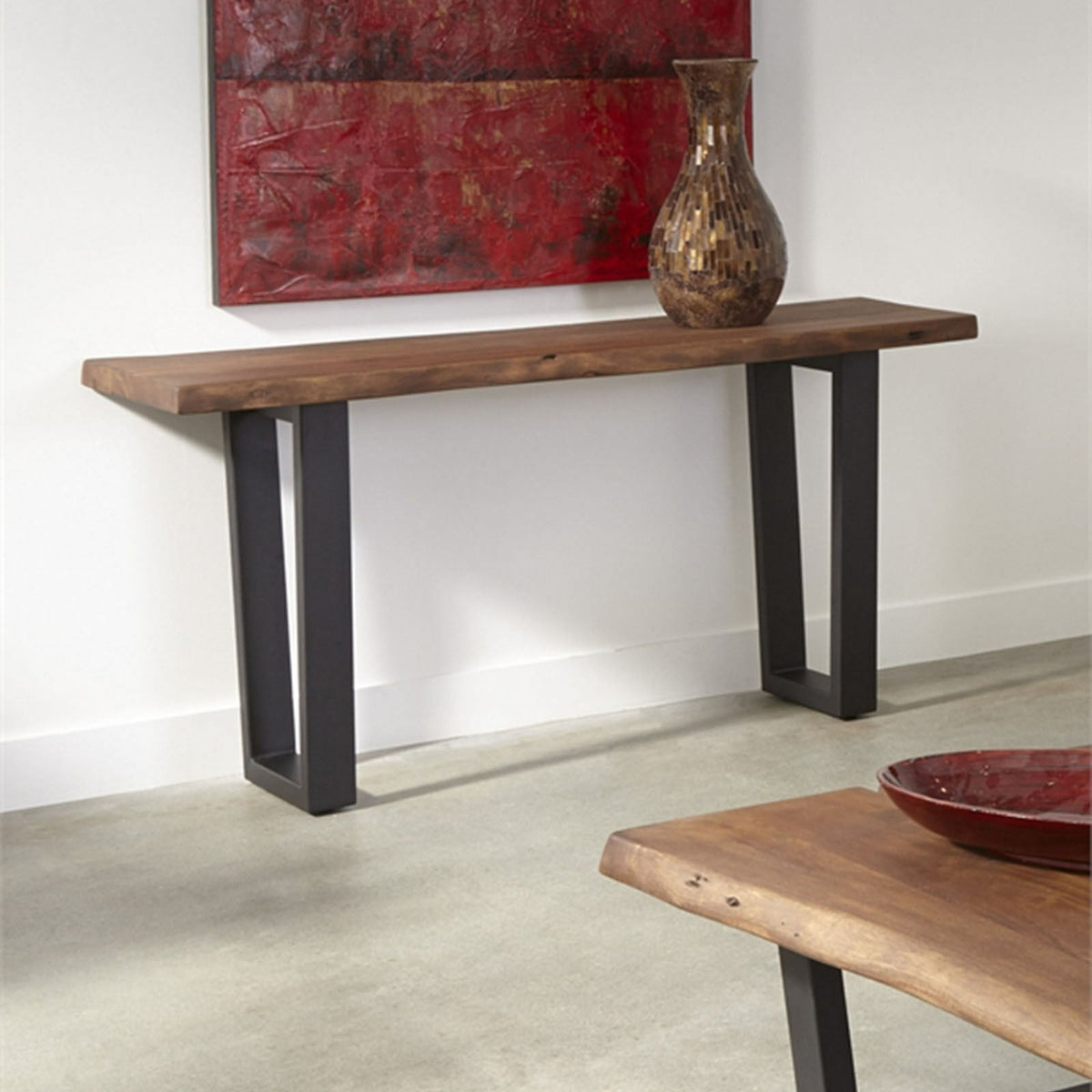 Industrial Metal Solid wood Console Hall Table Natural