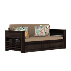 The Attic Glasgow Wooden Sofa cum Bed Walnut