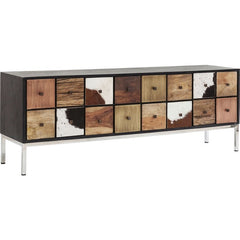 Lava Exotic Cowhide Leather Industrial Chest Of 16 Drawers Multi Colors