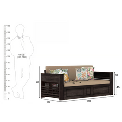 The Attic Glasgow Wooden Sofa cum Bed Walnut