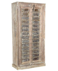 Antique Vintage 2 Doors Cabinet Solid Natural Wood Indian Brocante