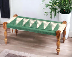 Indian Solid Wood Handmade Rajasthani Charpai Bench Khat Manjhi Woven Charpai Daybed